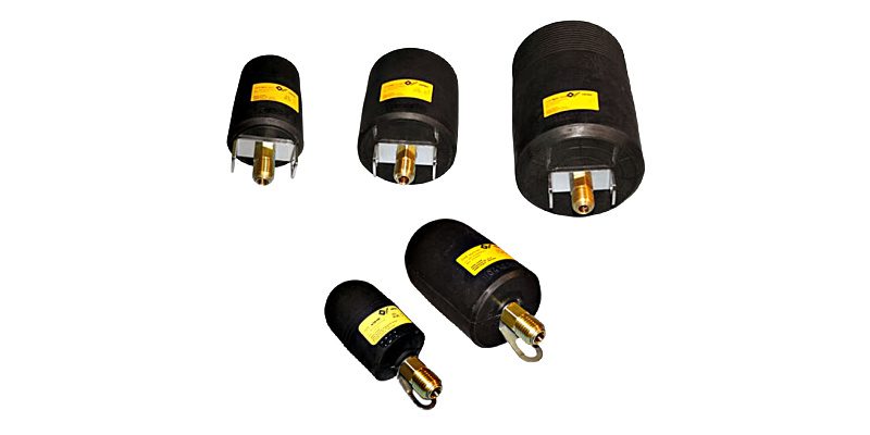 Assortment of black pneumatic cylinders.